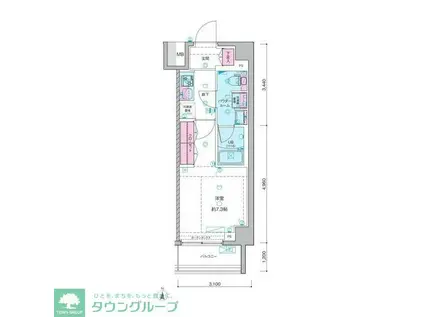 ジェノヴィア本所吾妻橋IIスカイガーデン(1K/3階)の間取り写真