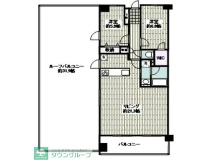 レックス横浜上大岡(2LDK/8階)の間取り写真