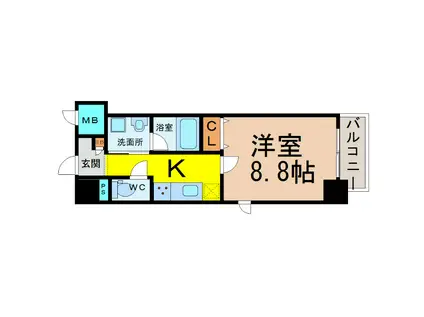 プラチナム(1K/7階)の間取り写真