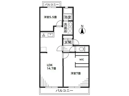 エクセル鷺沼(2LDK/1階)の間取り写真