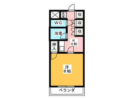 シャンテシノハラ パートII(1K/2階)の間取り写真