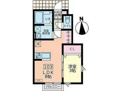 ESCONDITE卸町II(1LDK/1階)の間取り写真