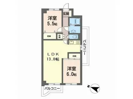 パ-クサイド伊藤(2LDK/4階)の間取り写真