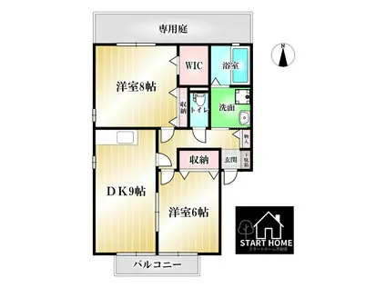 デュレボナールA(2DK/1階)の間取り写真