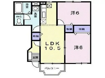 セラサス・ヴィラB(2LDK/1階)の間取り写真