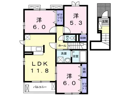 VILLA Y III(3LDK/2階)の間取り写真