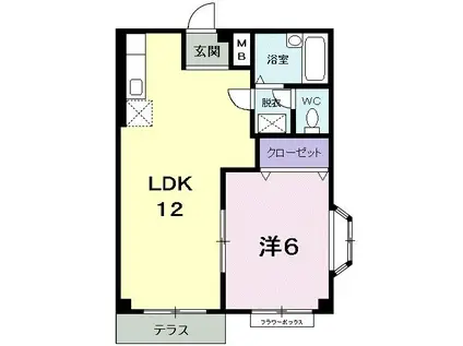 シャローム(1LDK/1階)の間取り写真