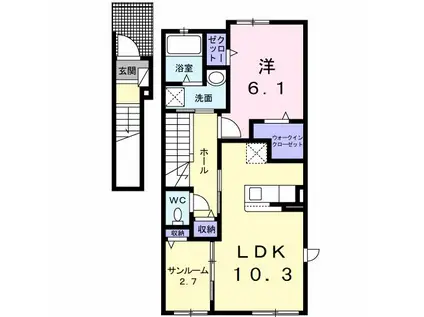 ブリズ・プランタニエール I(1LDK/2階)の間取り写真
