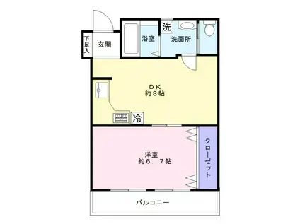 北沢ハイム(1DK/3階)の間取り写真