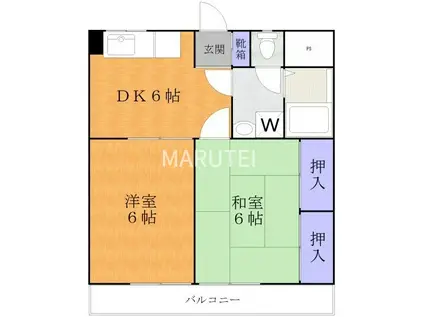 ザ344ビル(2DK/4階)の間取り写真