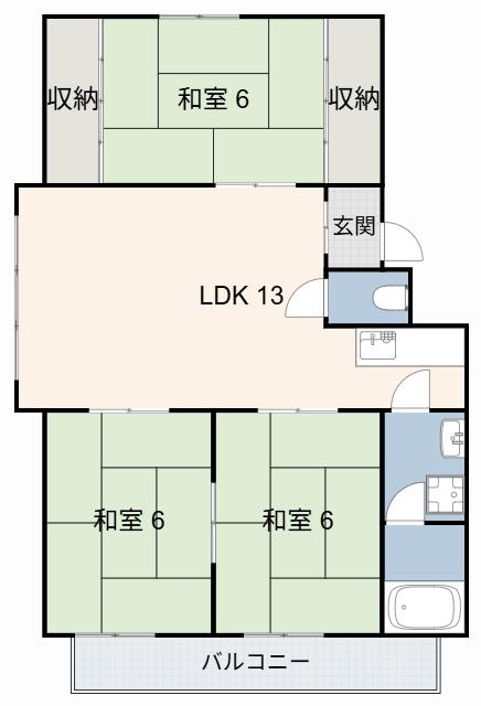 百石マンション2号館(3LDK/3階)の間取り写真