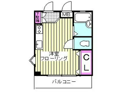 ヒノデハイツ(ワンルーム/3階)の間取り写真