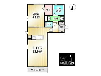 アンソレイエ(1LDK/1階)の間取り写真