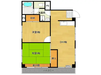 ニュースターハイツ浦安(2DK/1階)の間取り写真