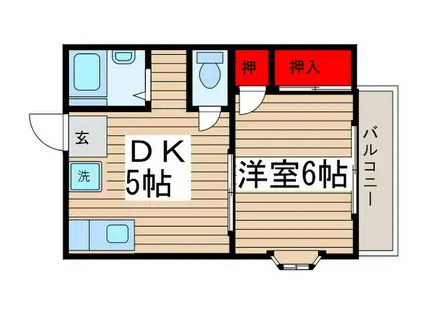 さつきコーポ(1DK/2階)の間取り写真