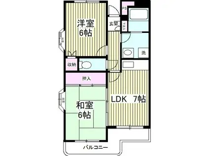 シティーハイムM(2DK/1階)の間取り写真