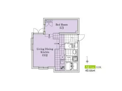 エクサム新中野(1LDK/1階)の間取り写真