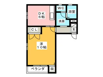 スターブルII(1DK/1階)の間取り写真