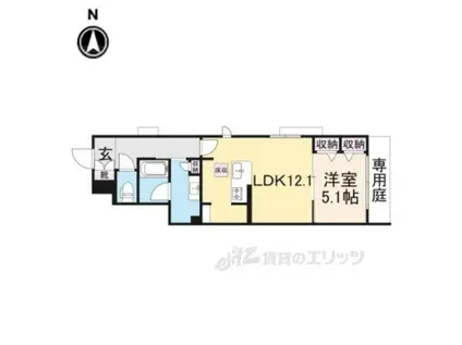 シャーメゾン洛南八条(1LDK/1階)の間取り写真