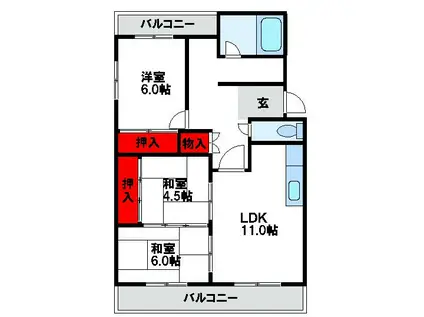 第2コーポ安部(3LDK/2階)の間取り写真