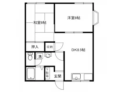 メゾン石原(2DK/1階)の間取り写真