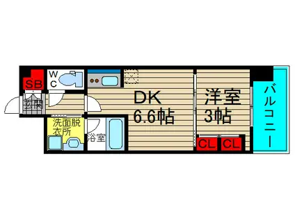 アーバネックス西長堀(1DK/14階)の間取り写真