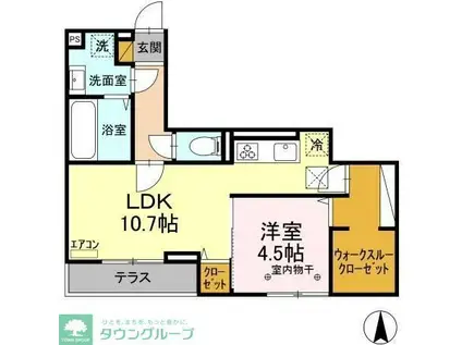 アベニール(1LDK/1階)の間取り写真