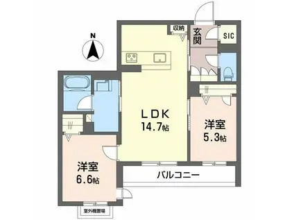 シャーメゾン王寺ノース1(2LDK/4階)の間取り写真