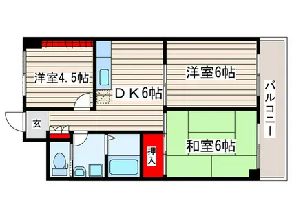 サンライフレジデンス(3DK/6階)の間取り写真