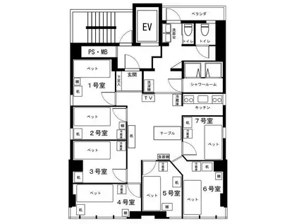 シェアハウス寿ビル(ワンルーム/4階)の間取り写真