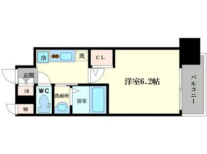 エステムコート難波VIIビヨンド(1K/9階)の間取り写真