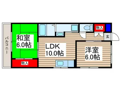 第2ノーブルハイツ(2LDK/3階)の間取り写真