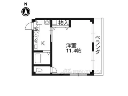 叡山電鉄叡山本線 元田中駅 徒歩22分 3階建 築48年(1K/2階)の間取り写真