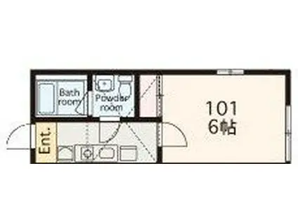 シエル山手(1K/1階)の間取り写真