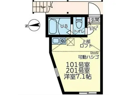 ユナイト石川マルシュ(ワンルーム/1階)の間取り写真