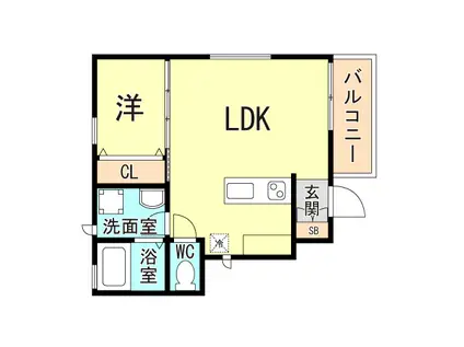 アリビア太寺(1LDK/1階)の間取り写真