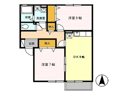 メゾンウェーブ B(2DK/1階)の間取り写真