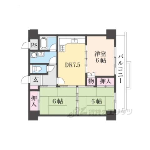 GREENRESIDENCE長浜(3DK/4階)の間取り写真