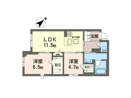 クライン ヴァルトI(2LDK/1階)の間取り写真