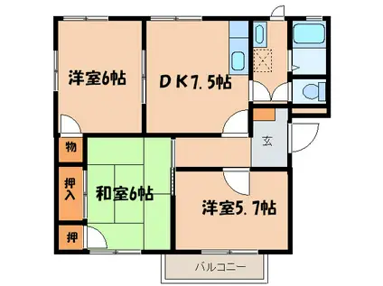 グリーンコート西明石 A(3DK/1階)の間取り写真