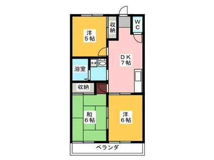 グリーンヒルズ南大泉B棟(3DK/2階)の間取り写真