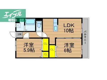 パークサイドM(2LDK/1階)の間取り写真