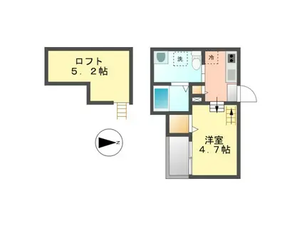 地下鉄鶴舞線 浄心駅 徒歩5分 2階建 築11年(1SK/1階)の間取り写真