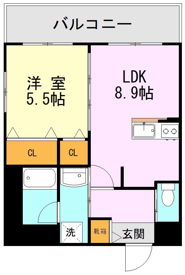 REVE DE H 京町(1LDK/5階)の間取り写真