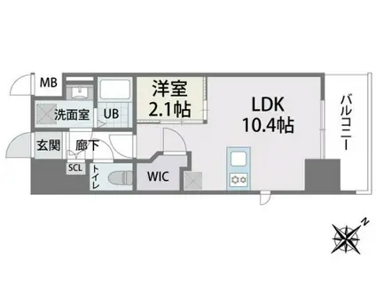 ラクラス博多Ⅱ(1LDK/13階)の間取り写真