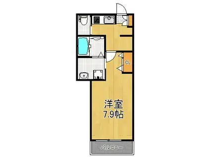 クレールコート(1K/2階)の間取り写真