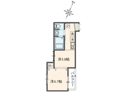 MELDIA大和田III(1DK/3階)の間取り写真