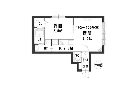 グランメール センチュリーN17(1LDK/3階)の間取り写真