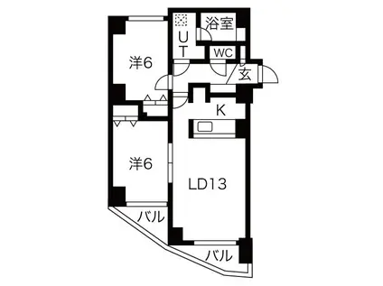 クラークビル(2LDK/7階)の間取り写真