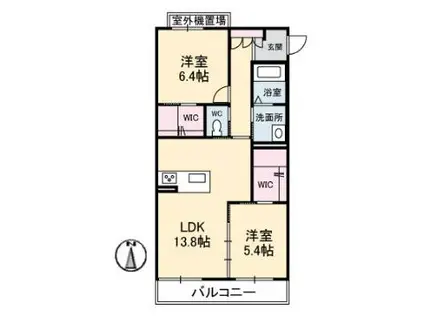 シャーメゾン丸亀(2LDK/2階)の間取り写真